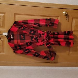 XS PINK Victoria's Secret plush red flannel robe